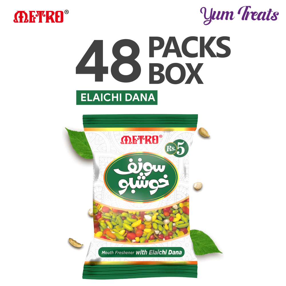 Metro Saunf Khusbu – Mouth Freshener with Elaichi Dana (48-Packs Box)